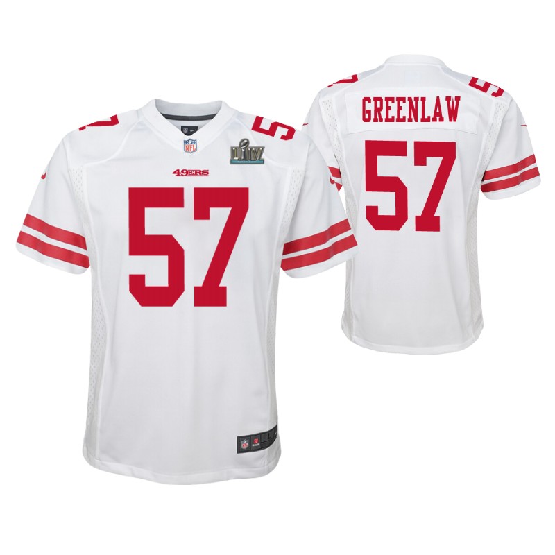 49ers dre greenlaw super bowl liv jersey game youth white stitched