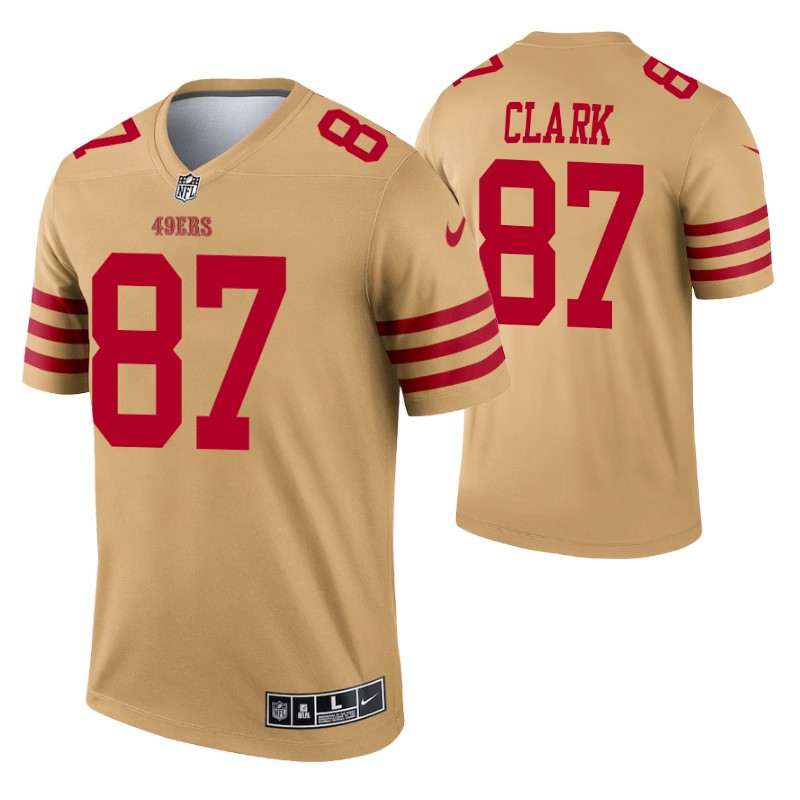 49ers dwight clark inverted legend jersey gold stitched