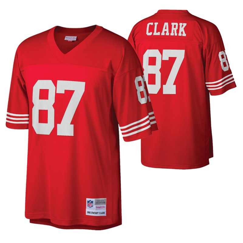 49ers dwight clark jersey legacy replica men's scarlet stitched