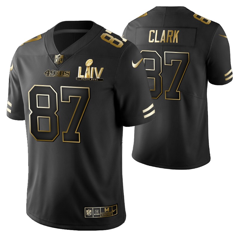 49ers dwight clark jersey super bowl liv black golden edition stitched