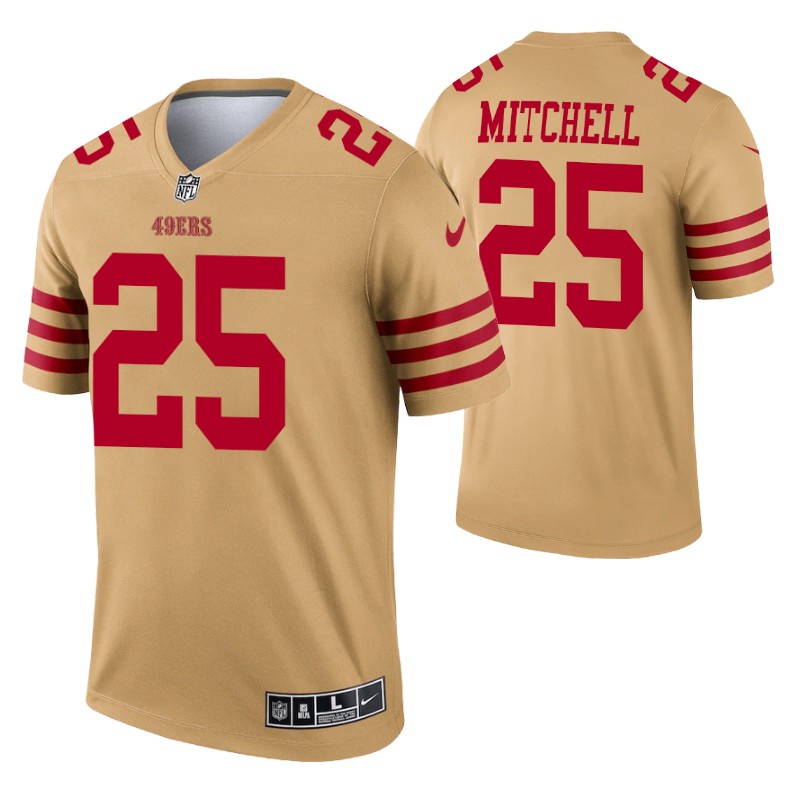 49ers elijah mitchell inverted legend jersey gold stitched
