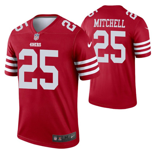 49ers elijah mitchell jersey scarlet legend men's stitched