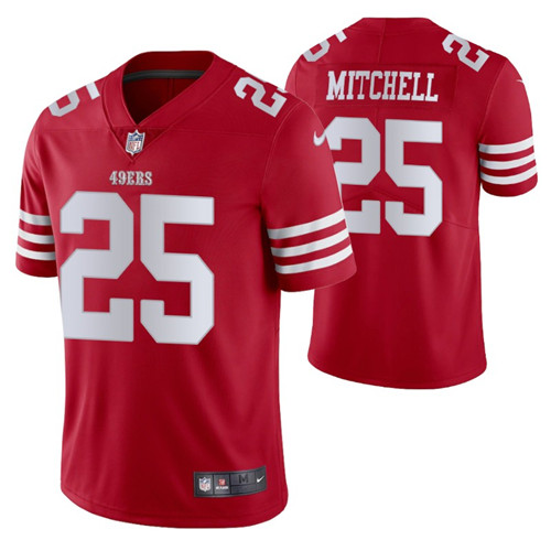 49ers elijah mitchell vapor limited scarlet jersey men stitched