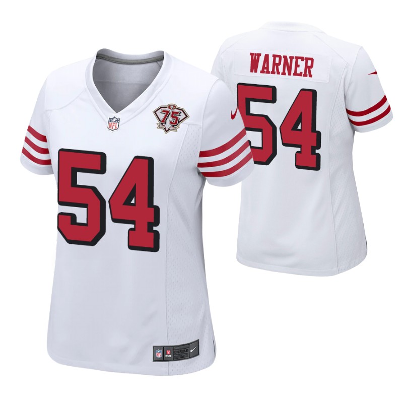49ers fred warner 75th anniversary alternate game women's jersey white stitched