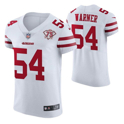 49ers fred warner 75th anniversary white men's jersey vapor elite stitched