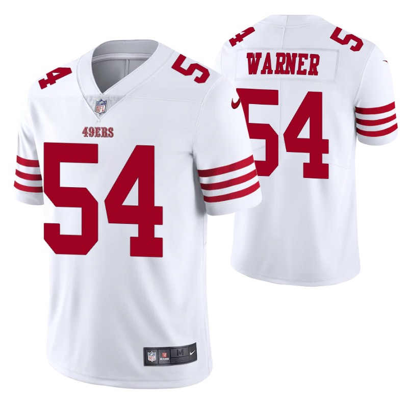 49ers fred warner vapor limited white jersey men stitched