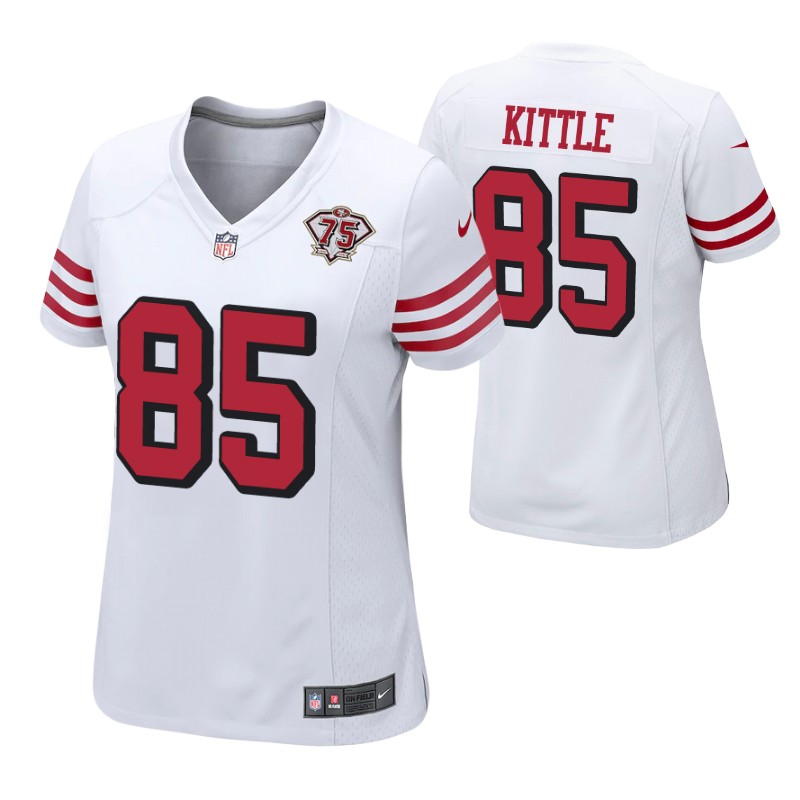 49ers george kittle 75th anniversary alternate game women's jersey white stitched