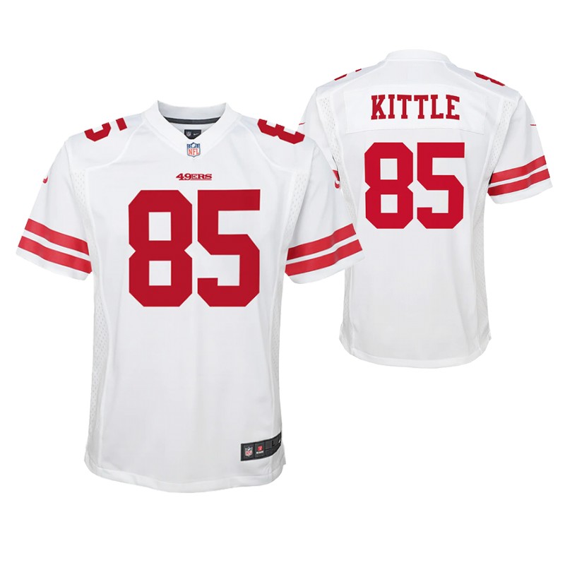 49ers george kittle game youth jersey white stitched