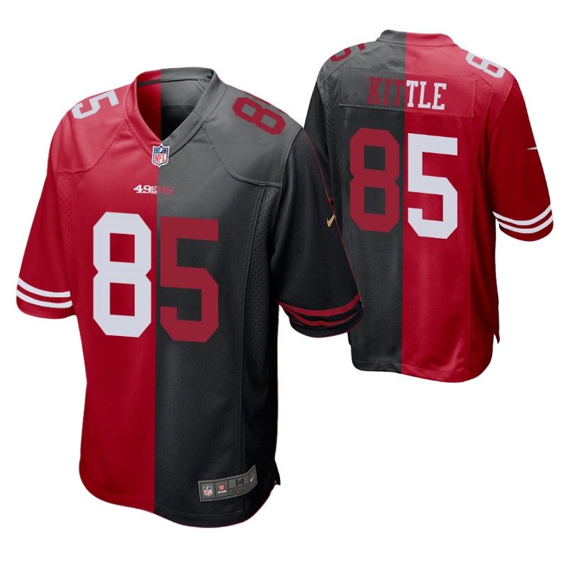 49ers george kittle split jersey red black two tone stitched