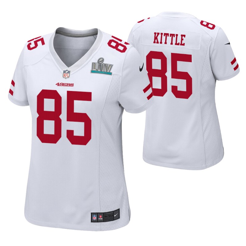 49ers george kittle super bowl liv jersey game women's white stitched