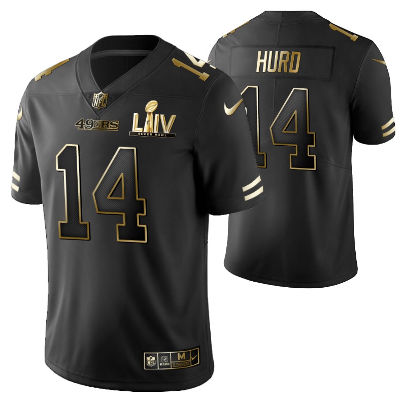 49ers jalen hurd jersey super bowl liv black golden edition stitched