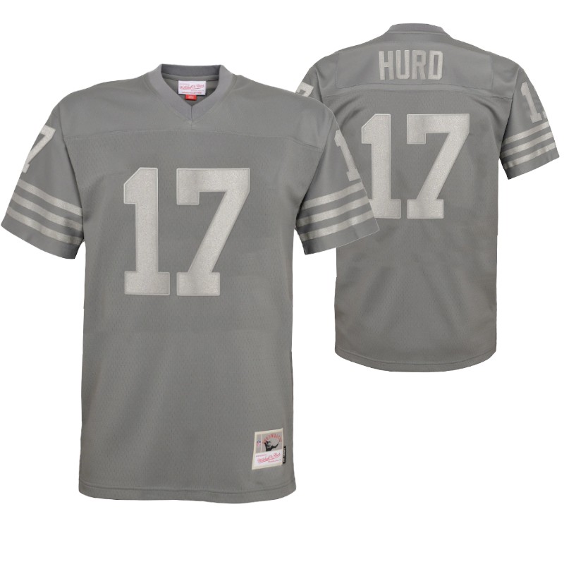 49ers jalen hurd metal replica jersey charcoal stitched
