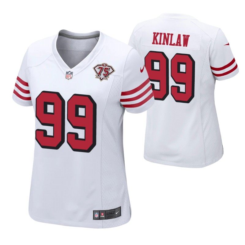 49ers javon kinlaw 75th anniversary alternate game women's jersey white stitched