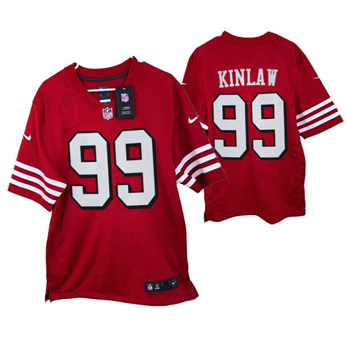 49ers javon kinlaw game throwback jersey  scarlet throwback stitched