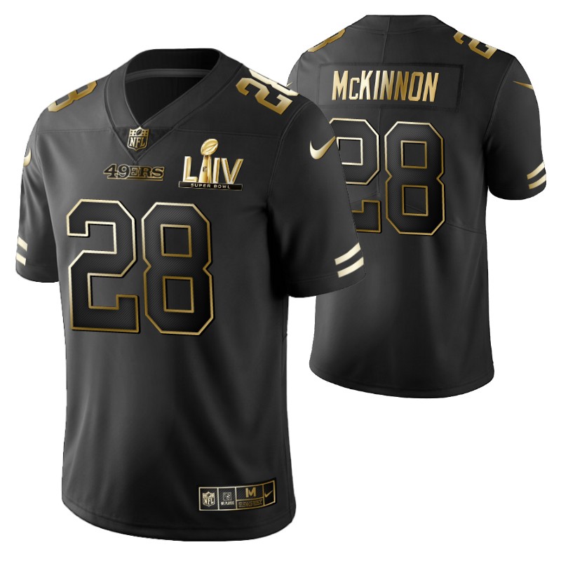 49ers jerick mckinnon jersey super bowl liv black golden edition stitched
