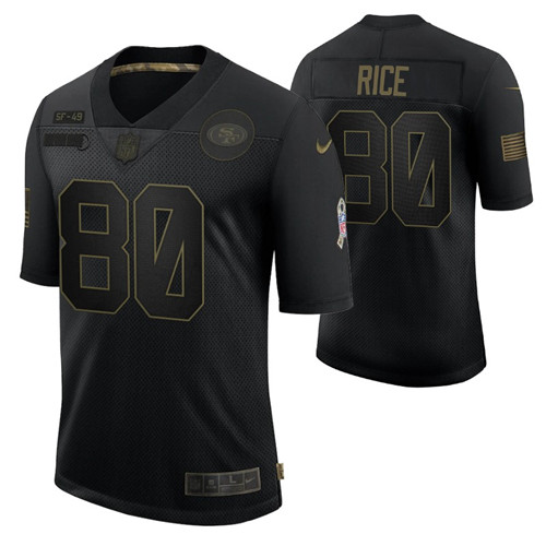 49ers jerry rice 2020 salute to service jersey black men stitched