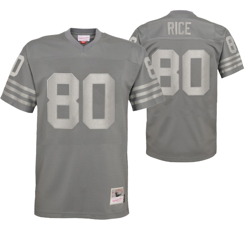 49ers jerry rice metal replica jersey charcoal stitched