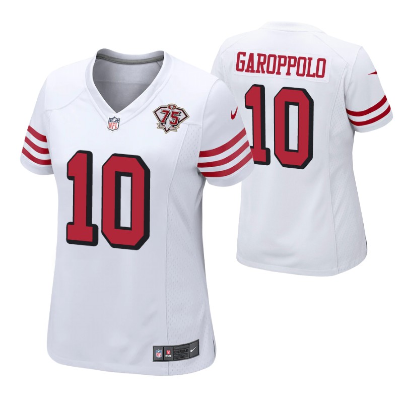 49ers jimmy garoppolo 75th anniversary alternate game women's jersey white stitched