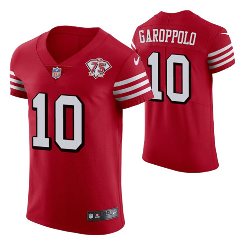 49ers jimmy garoppolo 75th anniversary scarlet men's jersey vapor elite stitched