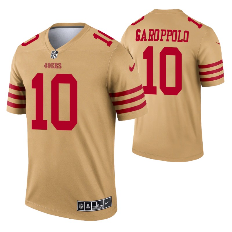 49ers jimmy garoppolo inverted legend jersey gold stitched