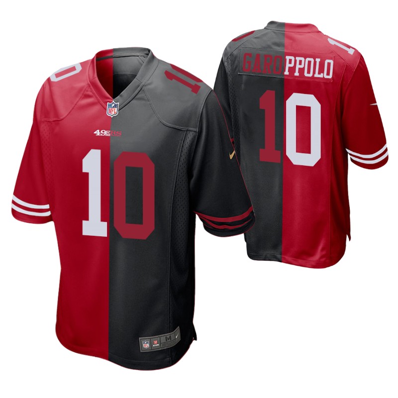 49ers jimmy garoppolo split jersey red black two tone  stitched