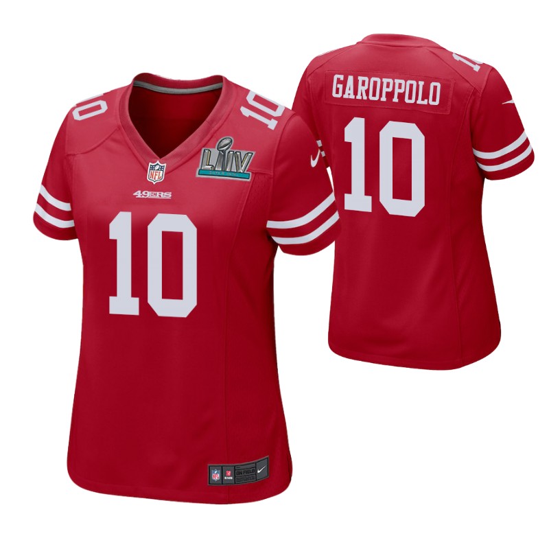 49ers jimmy garoppolo super bowl liv jersey game women's scarlet stitched