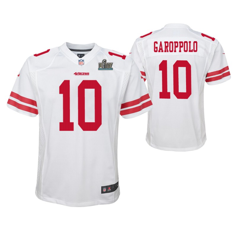 49ers jimmy garoppolo super bowl liv jersey game youth white stitched