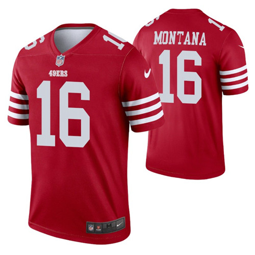 49ers joe montana jersey scarlet legend men's stitched