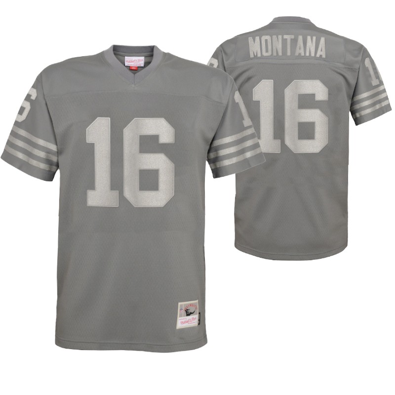 49ers joe montana metal replica jersey charcoal stitched