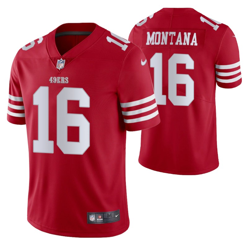 49ers joe montana vapor limited scarlet jersey men stitched