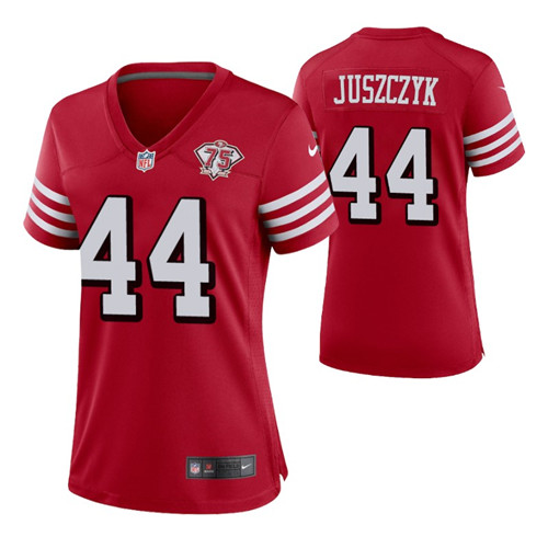 49ers kyle juszczyk 75th anniversary alternate game women's jersey scarlet stitched