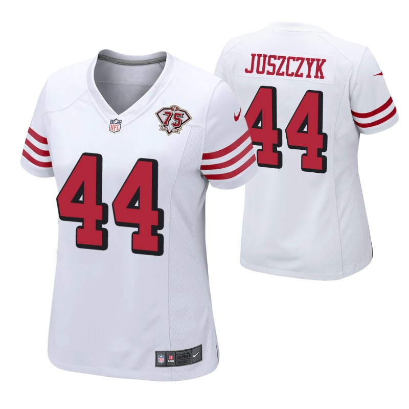 49ers kyle juszczyk 75th anniversary alternate game women's jersey white stitched
