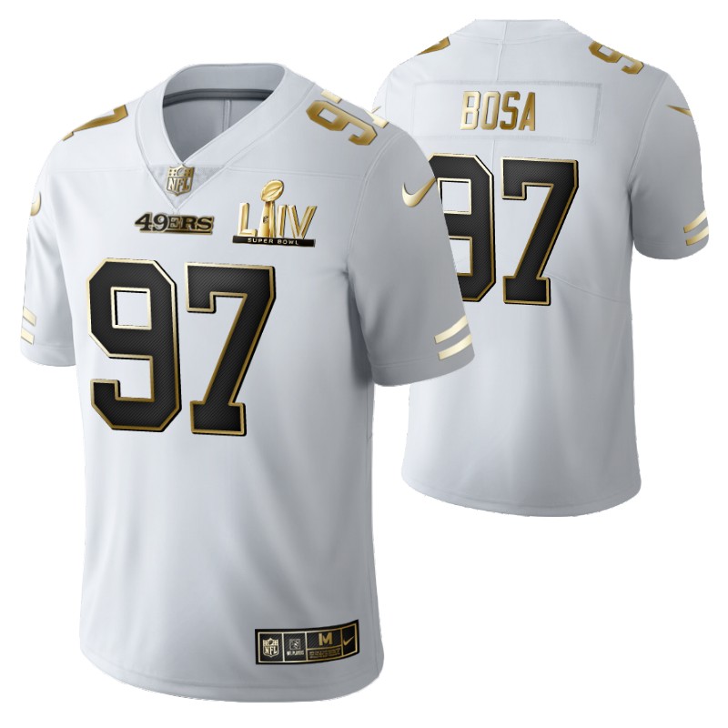 49ers nick bosa jersey super bowl liv white golden edition  stitched