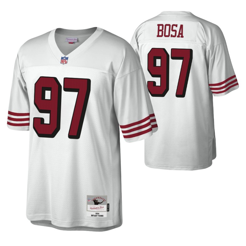 49ers nick bosa legacy replica jersey white throwback stitched