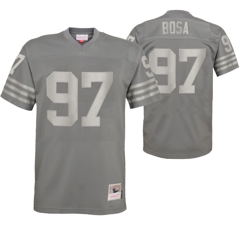 49ers nick bosa metal replica jersey charcoal stitched