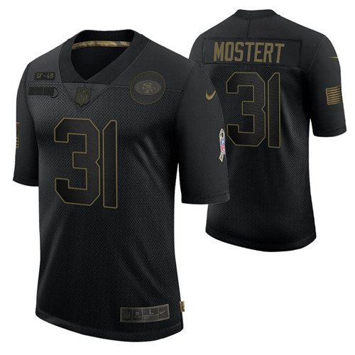 49ers raheem mostert 2020 salute to service jersey black men stitched