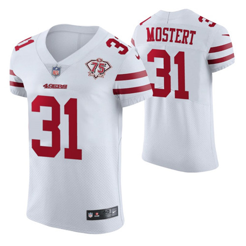 49ers raheem mostert 75th anniversary white men's jersey vapor elite stitched