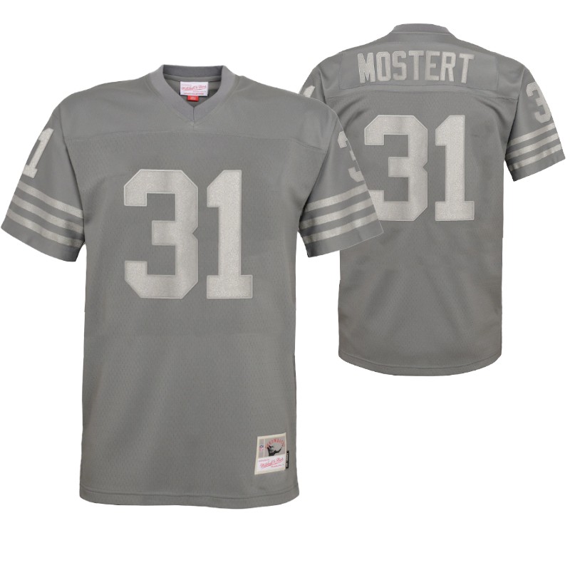49ers raheem mostert metal replica jersey charcoal stitched