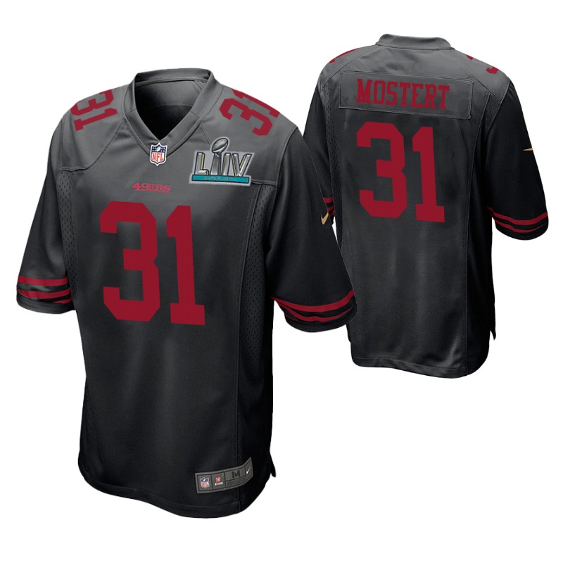 49ers raheem mostert super bowl liv jersey game men's black stitched