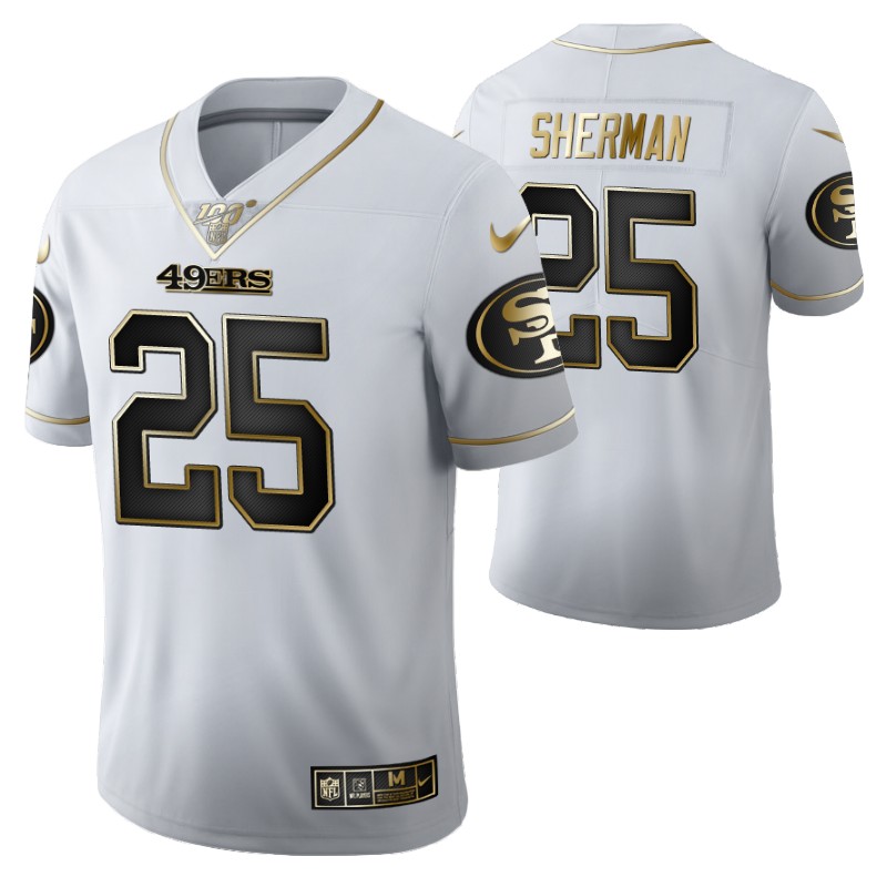 49ers richard sherman jersey 100th season white stitched
