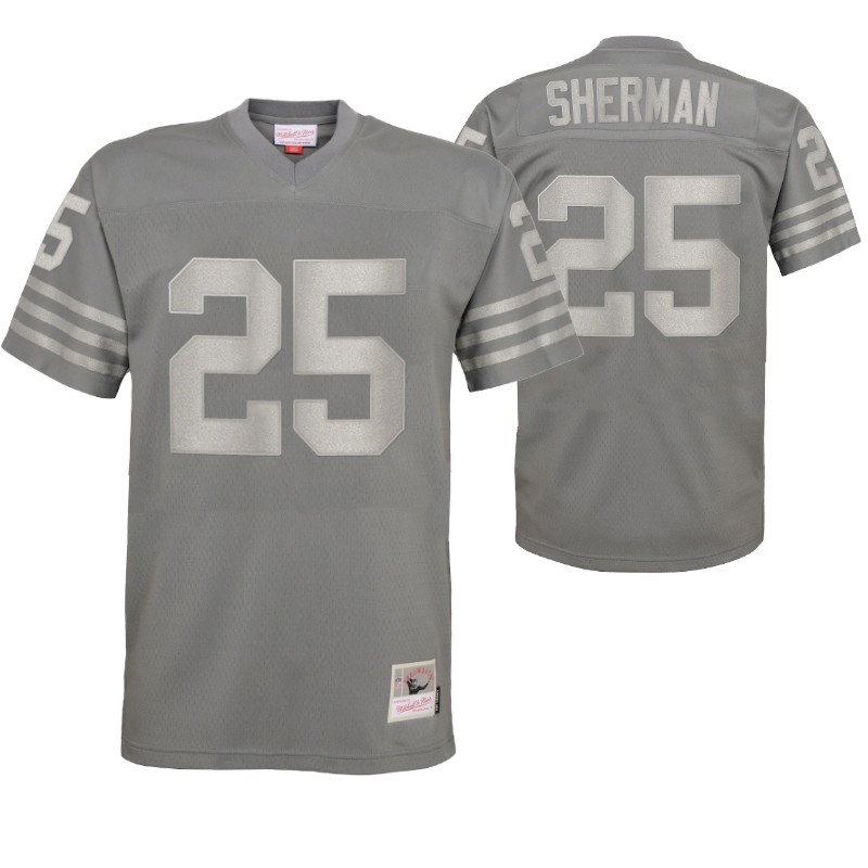 49ers richard sherman metal replica jersey charcoal stitched