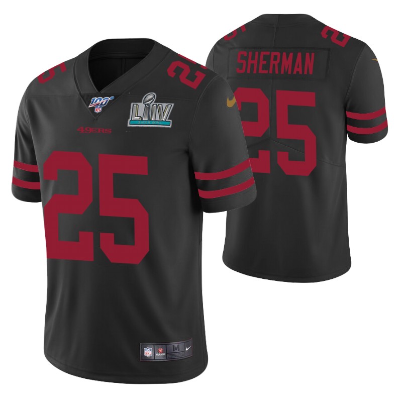 49ers richard sherman super bowl liv jersey vapor limited men's black stitched