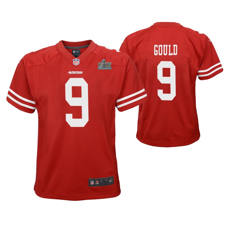 49ers robbie gould super bowl liv jersey game youth scarlet stitched