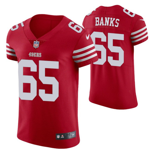 49ers scarlet vapor elite aaron banks jersey stitched