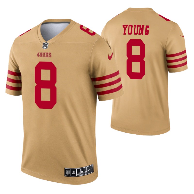 49ers steve young inverted legend jersey gold stitched