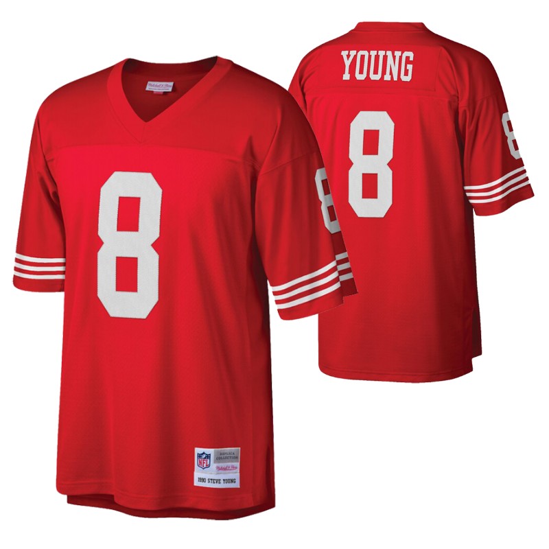 49ers steve young jersey legacy replica men's scarlet stitched