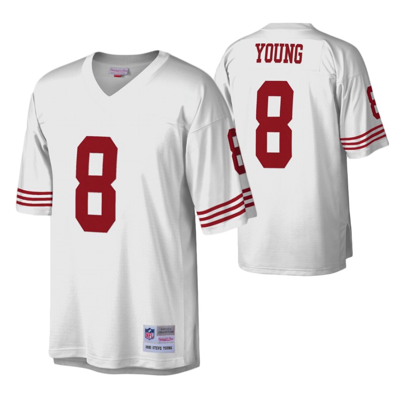 49ers steve young jersey legacy replica men's white stitched