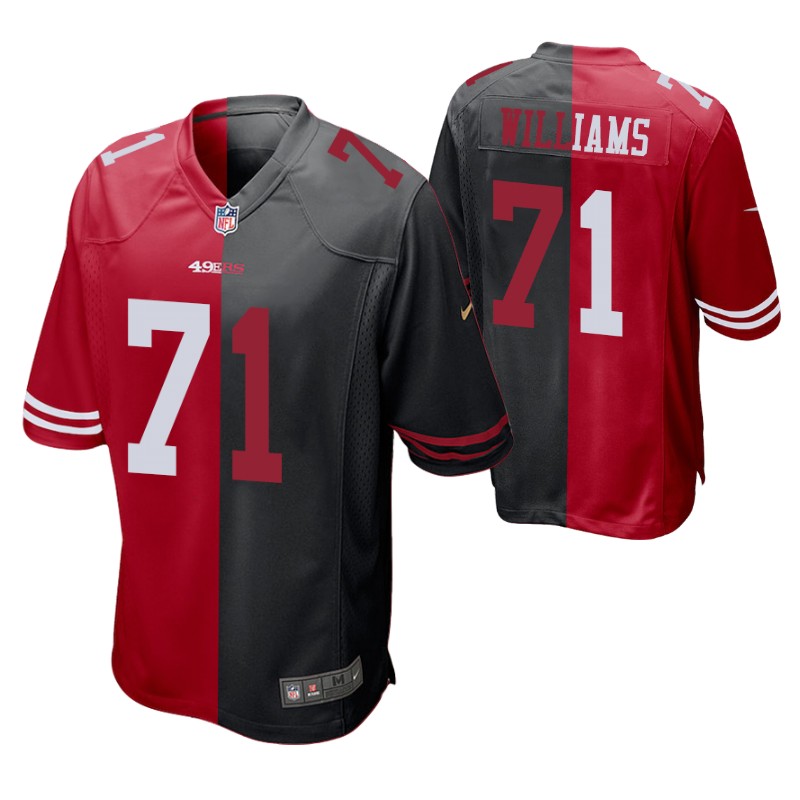 49ers trent williams split jersey red black two tone stitched