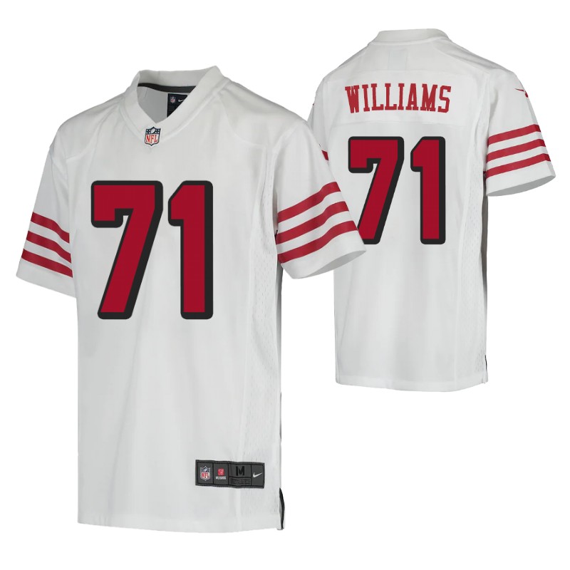49ers trent williams white color rush game jersey youth stitched