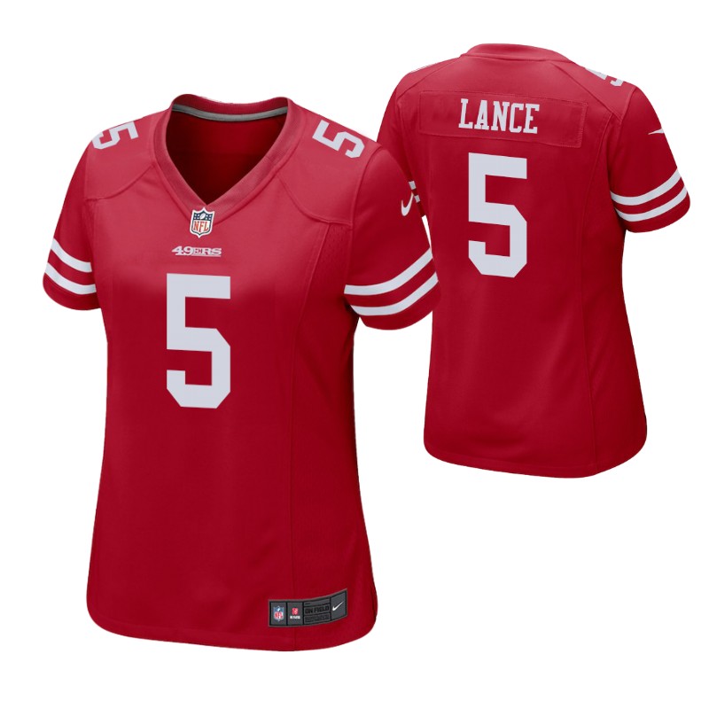 49ers trey lance 2021 nfl draft jersey scarlet women's stitched